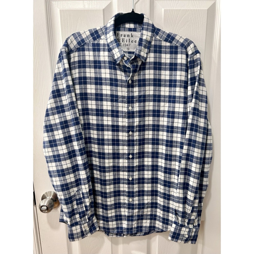 Frank & Eileen Finbar Blue and White Plaid Button Down Long Sleeve Shirt Small